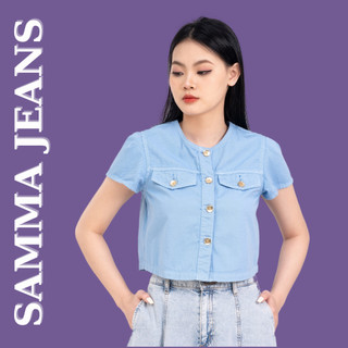 Áo sơ mi jean nữ M2 áo bò nữ cao cấp chất demin dày mịn cao cấp phù hợp đi tiệc xuống phố, chĩnh hãng