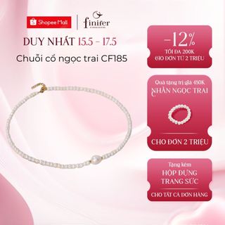 Chuỗi cổ ngọc trai thật, bạc quý kim với thiết kế tinh xảo, thanh lịch - CF185 - Finifer by Hoang Gia Pearl