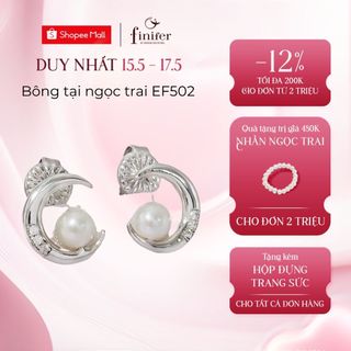 Bông tai ngọc trai thật, bạc quý kim với thiết kế tinh xảo, thanh lịch - EF052 - Finifer by Hoang Gia Pearl