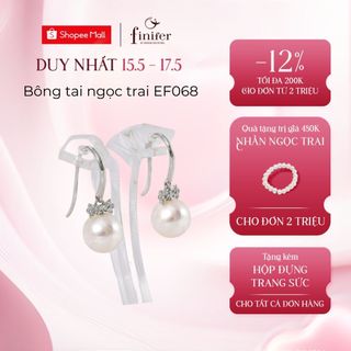 Bông tai ngọc trai thật, bạc quý kim với thiết kế tinh xảo, thanh lịch - EF068 - Finifer by Hoang Gia Pearl
