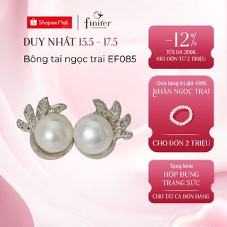 Bông tai ngọc trai thật, bạc quý kim với thiết kế tinh xảo, thanh lịch - EF085 - Finifer by Hoang Gia Pearl