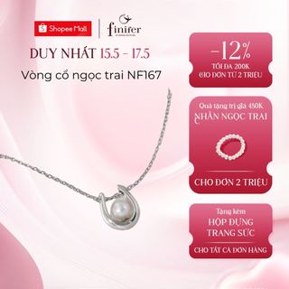 Vòng cổ ngọc trai thật, bạc quý kim với thiết kế tinh xảo, thanh lịch - NF167 - Finifer by Hoang Gia Pearl
