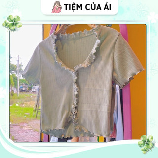 🌸 áo thun gân bèo nút bọc 🌸 áo kiểu croptop