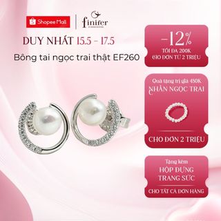 Bông tai ngọc trai thật, bạc quý kim với thiết kế tinh xảo, thanh lịch - EF260 - Finifer by Hoang Gia Pearl