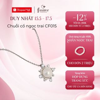 Vòng cổ ngọc trai thật, bạc quý kim với thiết kế tinh xảo, thanh lịch - NF236 - Finifer by Hoang Gia Pearl