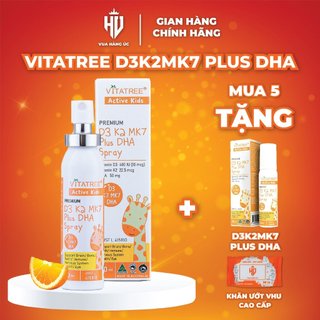 Combo 5 lọ Vitatree Premium D3K2MK7 Plus DHA Spray 20ml, Vitamin tăng chiều cao cho bé chính hãng