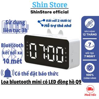 Loa bluetooth 5.0 mini Q9 tích hợp mặt đồng hồ báo thức led tiện ích và khe cắm thẻ nhớ - SHINSTORE