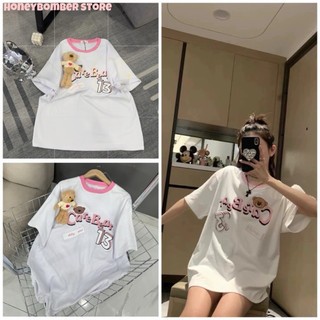 Áo Thun Nữ 13 Phối Viền Hồng kèm Gấu 🌸 Áo Phông Nữ Form Rộng Tay Lỡ Ulzzang🌸