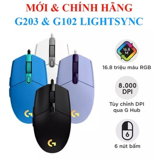Chuột game có dây logitech g203 lightsync - tùy chỉnh rgb, 6 nút lập trình, nhẹ \ g102 gen2