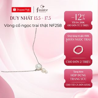 Vòng cổ ngọc trai thật, bạc quý kim với thiết kế tinh xảo, thanh lịch - NF258 - Finifer by Hoang Gia Pearl
