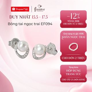 Bông tai ngọc trai thật, bạc quý kim với thiết kế tinh xảo, thanh lịch - EF094 - Finifer by Hoang Gia Pearl