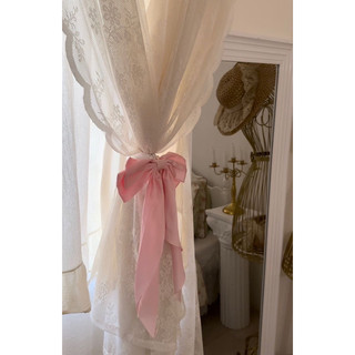 dây buộc rèm linen nơ hồng pastel công chúa baby decor trang trí phòng rèm cửa