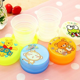 Cốc nhựa gấp gọn hoạt hình có nắp đậy siêu dễ thương