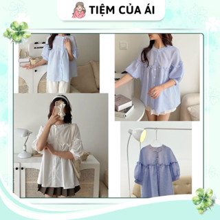 🌿 Áo sơmi nữ baby doll tay lỡ bồng nhẹ form rộng viền bèo 🌿