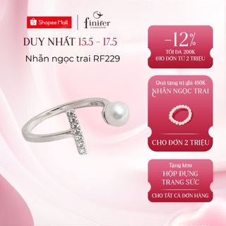 Nhẫn ngọc trai thật, bạc quý kim với thiết kế tinh xảo, thanh lịch - RF229 - Finifer by Hoang Gia Pearl