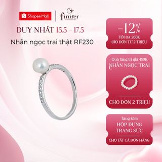 Nhẫn ngọc trai thật, bạc quý kim với thiết kế tinh xảo, thanh lịch - RF230 - Finifer by Hoang Gia Pearl