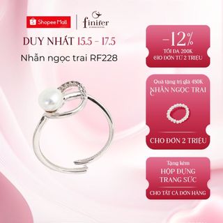 Nhẫn ngọc trai thật, bạc quý kim với thiết kế tinh xảo, thanh lịch - RF228 - Finifer by Hoang Gia Pearl