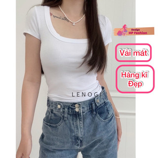 Áo thun body cổ vuông cộc tay, áo kiểu nữ mùa hè màu đen trắng thun co giãn tôn dáng sang chảnh đi chơi G888