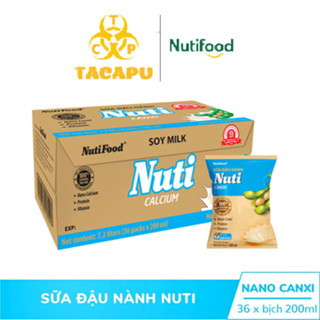 Thùng 36 Bịch Sữa đậu nành Nuti Canxi - Nguyên Chất Bịch 200ml  - Thương Hiệu NUTIFOOD - TACAPU
