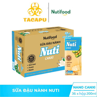 Thùng 36 Hộp Sữa đậu nành Nuti Canxi - Nguyên Chất Hộp 200ml  - Thương Hiệu NUTIFOOD - TACAPU