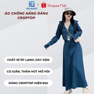 Áo Chống Nắng Nữ Dáng Croptop, Áo Chống Nắng Toàn Thân 2 Lớp Dày Dặn Chống Tia UV HGMART