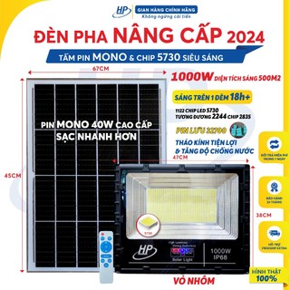 Đèn năng lượng mặt trời 800w, 1000w, 1500w chip 5054. đèn led ngoài trời siêu sáng, sáng tốt trên 1 đêm 18h