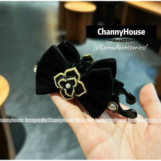Kẹp dọc phồng tóc cốt nhung Made in Korea dành cho tóc mỏng nơ nhung đính hoa trai viền cao cấp sang trọng