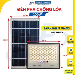 Đèn Pha Năng Lượng Mặt Trời Chống Lóa 200w, IP67, Sáng Tốt. Solar Light