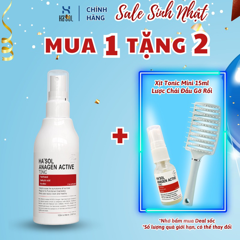 Xịt Kích Mọc Tóc Dưỡng Da Đầu Nuôi Dưỡng Nang Tóc Chắc Khỏe Dành Cho Tóc Rụng Mỏng Yếu Hasol  Anagen Active Tonic 100ml