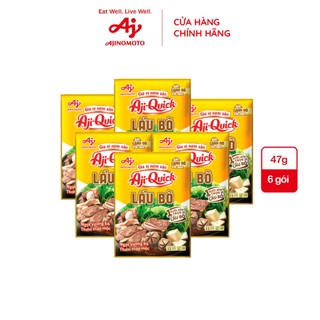 Combo 6 Gói Gia Vị Nêm Sẵn Aji-Quick® Lẩu Bò 47g/Gói