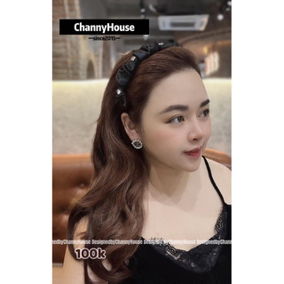 Bờm/cài tóc vải nhún lụa satin bóng Hàn trái tim đá siêu xinh sẵn 2 màu