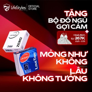 Combo 1 hộp bao cao su LifeStyles Love Time 3 bao +  1 hộp bao cao su LifeStyles Zero 3 bao