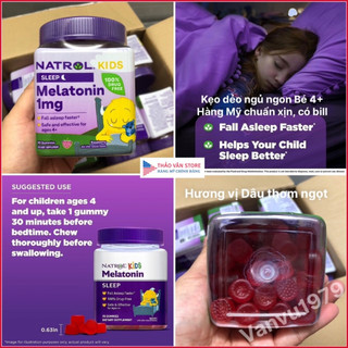 ❤️ [Q.3] [Date 2026] Kẹo dẻo Ngủ Ngon Trẻ Em 4+ Natrol Kids Melatonin Sleep 1mg 90 viên Mỹ ngủ nhanh sâu giấc khỏe khoắn