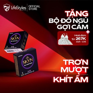 Combo 2 hộp Bao cao su LifeStyles SKYN Elite Non-latex siêu mỏng siêu mềm không mùi cao su - Hộp 3 bao
