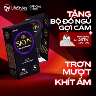 Combo 2 hộp Bao cao su LifeStyles SKYN Elite Non-latex siêu mỏng siêu mềm không mùi cao su - Hộp 10 bao