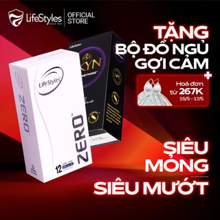 Combo Mỏng Chạm Đỉnh - Bao cao su LifeStyles Zero 12 bao + 1 Bao cao su Lifestyles Skyn Elite Nonlatex 10 bao