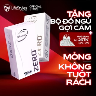 Combo 2 hộp Bao cao su mỏng khít LifeStyles Zero trơn êm - Hộp 12 bao