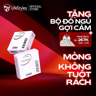 Combo 2 hộp Bao cao su mỏng khít LifeStyles Zero trơn êm - Hộp 3 bao