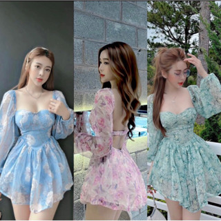 M108- Đầm Nữ Thiết Kế Hở Lưng Tay Phồng Cách Điệu Dáng Ngắn Gợi Cảm Dress Women - Botstore (Ảnh Thật)