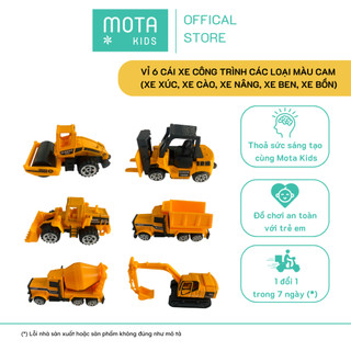  Đồ chơi cho bé Vỉ 6 cái xe công trình các loại màu cam - Hàng chính hãng