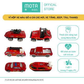  Đồ chơi cho bé Vỉ 6 cái xe các loại màu đỏ - Hàng chính hãng