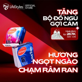 Combo 1 hộp bao cao su LifeStyles Love Time 3 bao + 1 hộp bao cao su Lifetysles MIxed Berry 3 bao