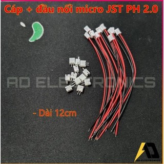 Bộ cáp cable micro jst ph 2.0 xh2.54, ph2.0 120mm 150mm 24awg 26awg kèm đầu nối 2p chất lượng cao