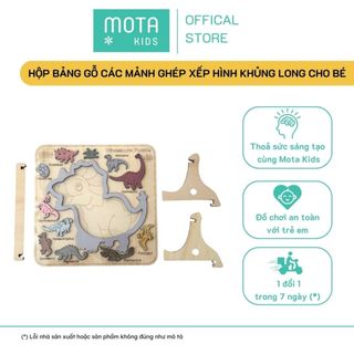  Đồ chơi cho bé Hộp bảng gỗ các mảnh ghép xếp hình khủng long - Hàng chính hãng