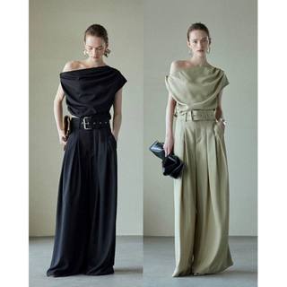 Set lệch vai quần xuông thắt lưng đai oze Eclipse Clothing