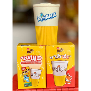 Ly Malto 380ml, Ly nhựa lúa mạch có nắp đậy,chất liệu nhựa lúa mạch an toàn cho Sức khỏe