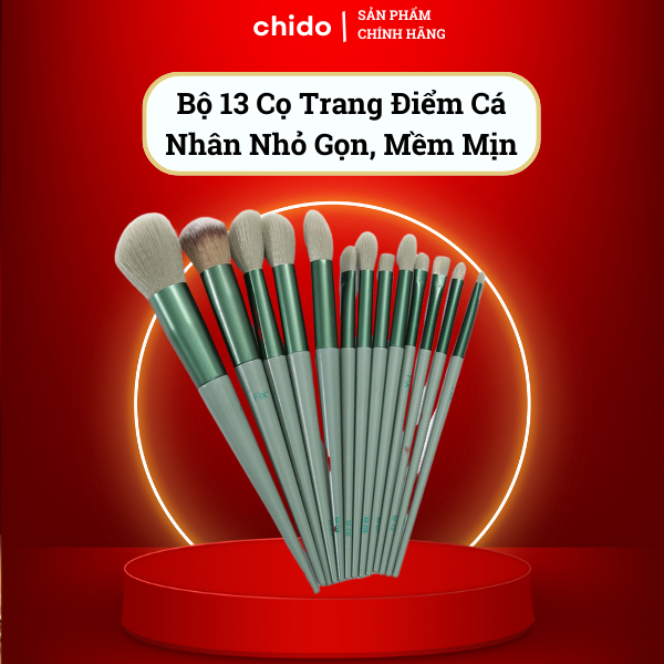 Bộ 13 Cọ Trang Điểm Cá Nhân Nhỏ Gọn Siêu mềm Mịn Cm3 kèm Túi Nhung