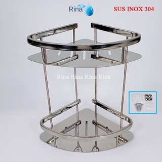 Kệ rổ góc đa năng 2 tầng inox 304, rổ góc 2 tầng inox 304 phòng tắm rina rg04
