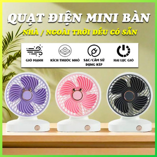  Quạt Điện Mini bàn Cầm Tay 2 Tốc Độ Gió Sạc USB điện Nhà ngoài trời đều có sẵn 