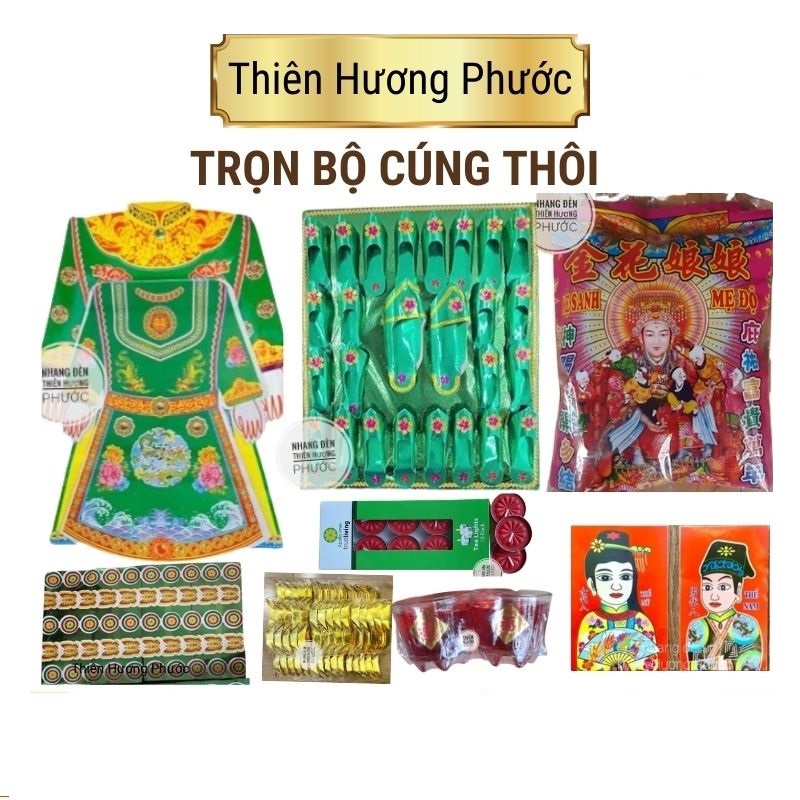 Bộ Cúng Đầy Tháng Thôi Nôi Có Hài Mụ Trọn Bộ Vàng Mã - Thủ Công Phật Giáo Việt Nam